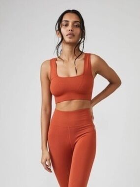 FP MOVEMENT Never Better Square Neck Sports Tank Bra Red Earth